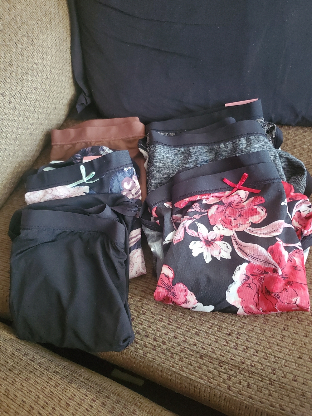 Cacique Bundle of Floral & Solid Women's "No Show" Full Nylon Breif Underwear